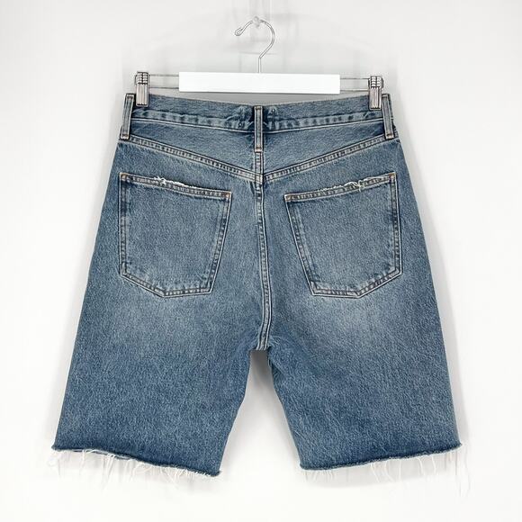 AGOLDE 90s High Rise Denim Shorts Roundabout Distressed Bermuda Size 27 - Picture 5 of 5